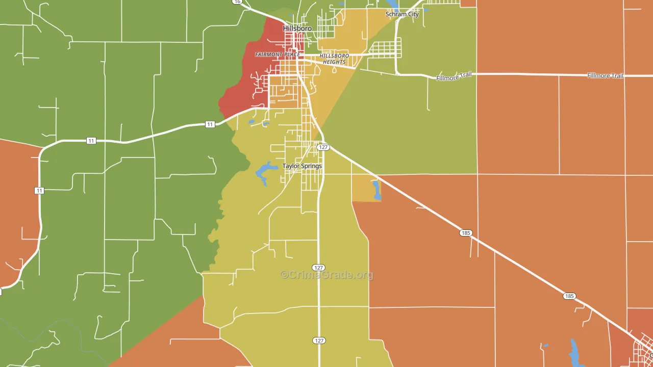 Taylor Springs, IL Map of Vandalism Rates