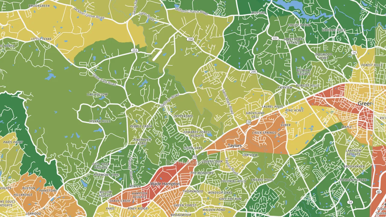 Taylors, SC Map of Vandalism Rates