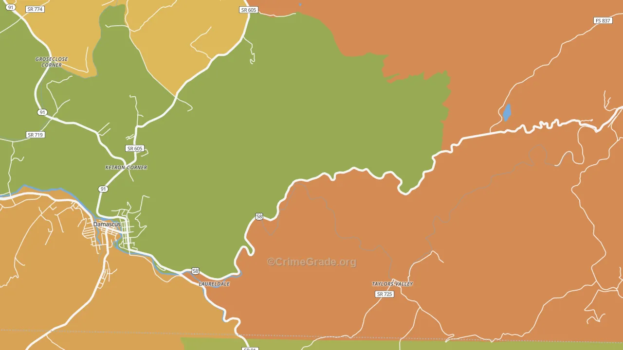 Taylors Valley, VA Map of Vandalism Rates
