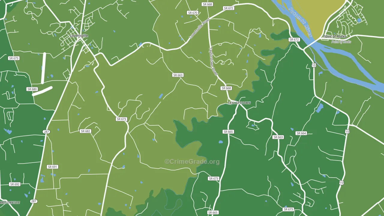 Taylorstown, VA Map of Vandalism Rates