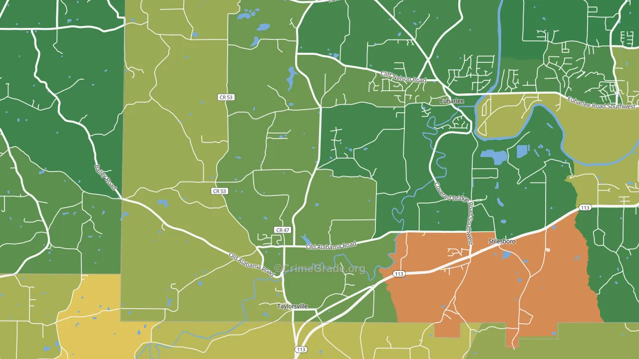Taylorsville, GA Map of Vandalism Rates