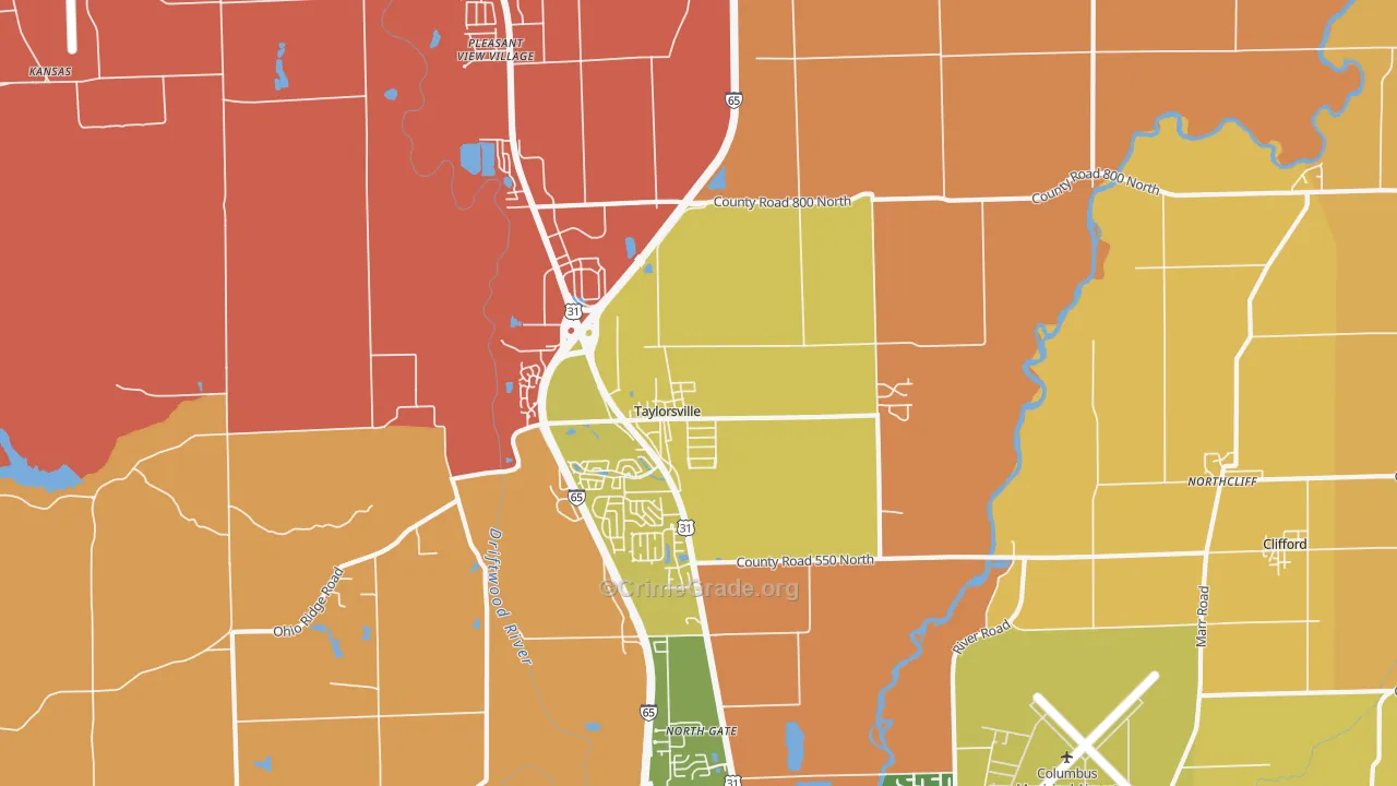 Taylorsville, IN Map of Vandalism Rates