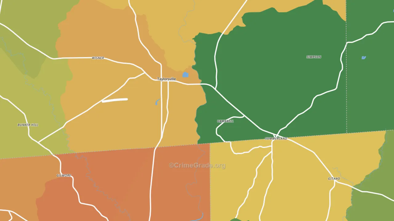 Taylorsville, MS Map of Vandalism Rates