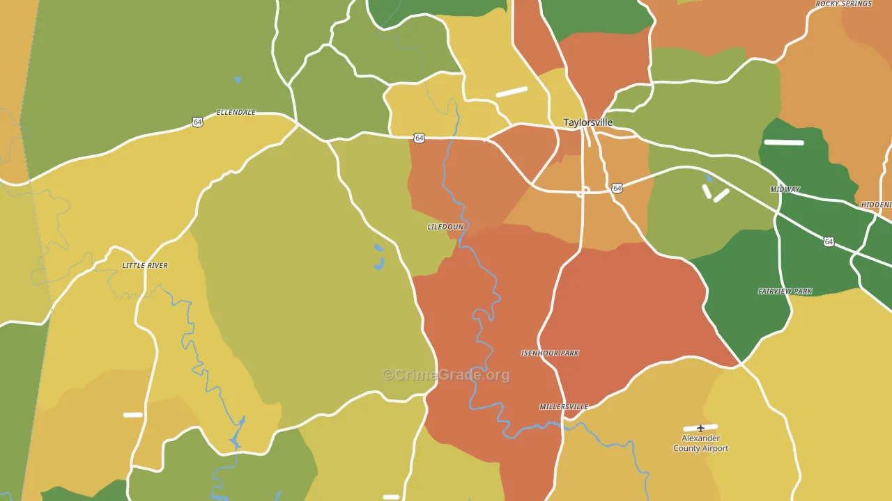 Taylorsville, NC Map of Vandalism Rates