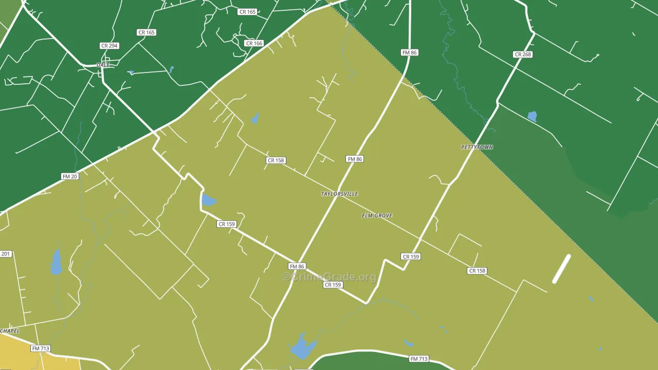 Taylorsville, TX Map of Vandalism Rates