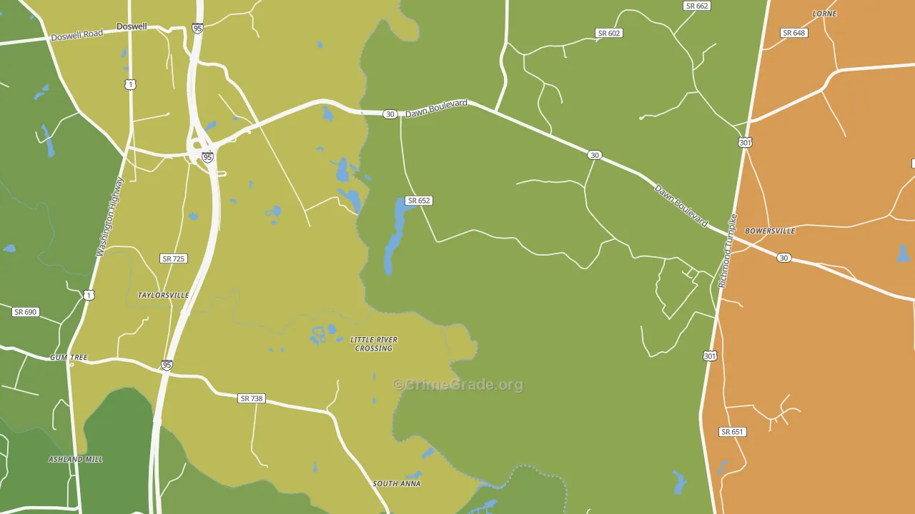 Taylorsville, VA Map of Vandalism Rates