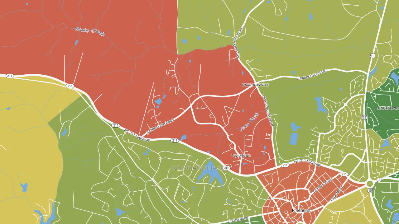 Taylortown, NC Map of Vandalism Rates