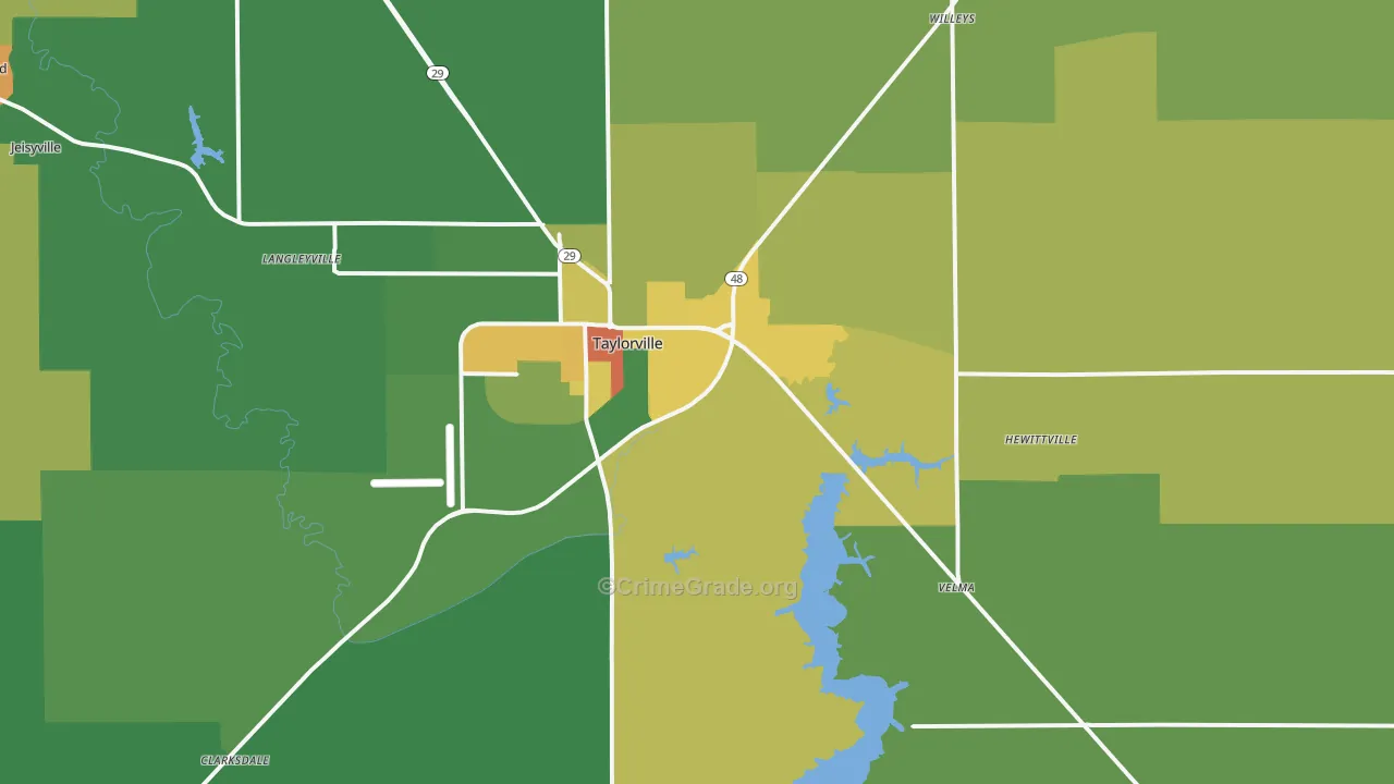 Taylorville, IL Map of Vandalism Rates