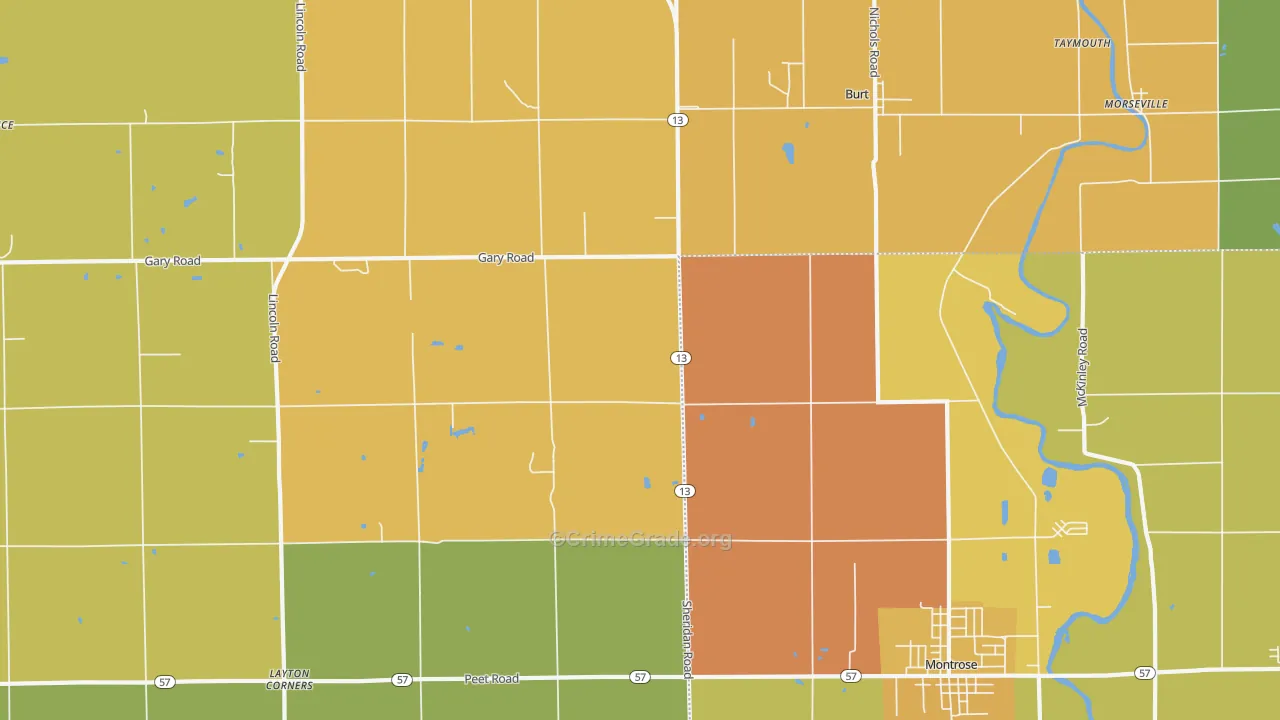 Taymouth, MI Map of Vandalism Rates