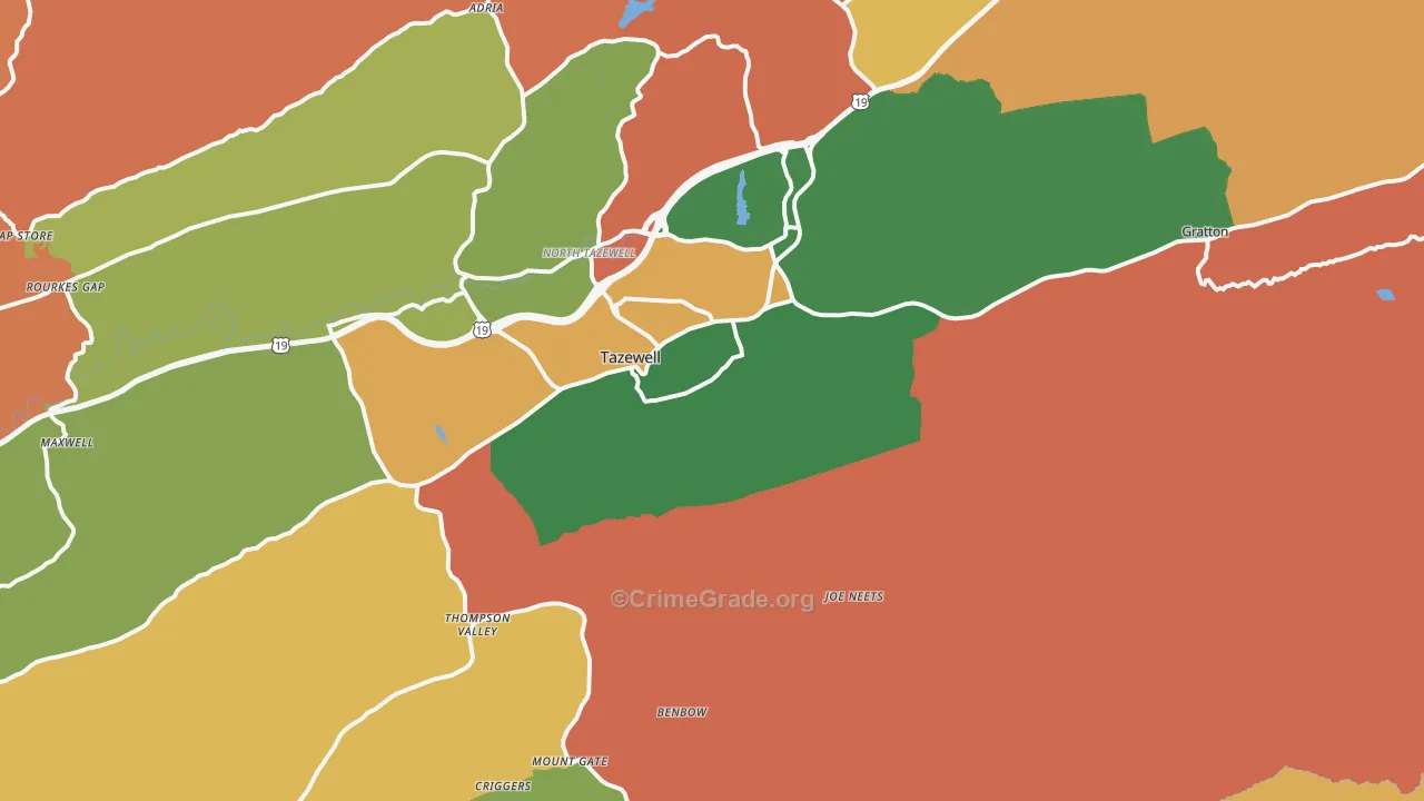 Tazewell, VA Map of Vandalism Rates