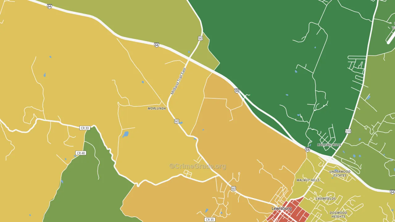 Teaberry, WV Map of Vandalism Rates