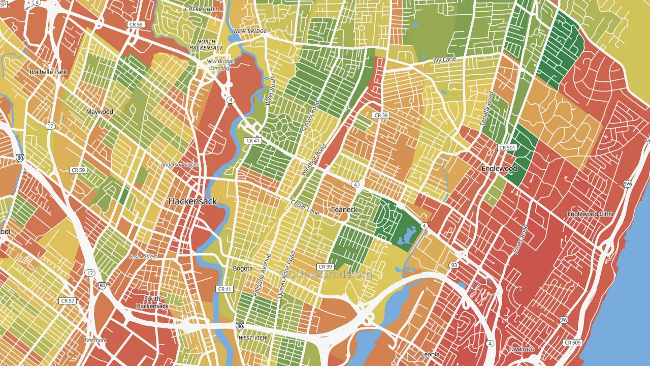 Teaneck, NJ Map of Vandalism Rates