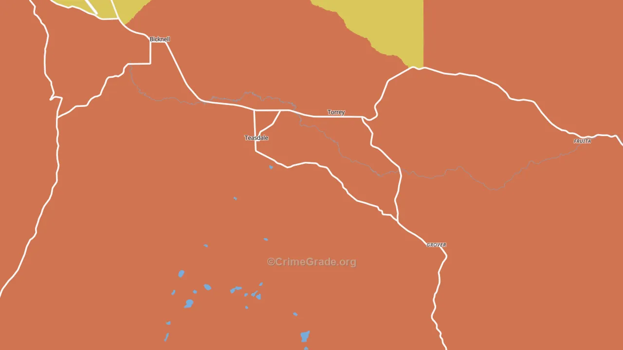 Teasdale, UT Map of Vandalism Rates
