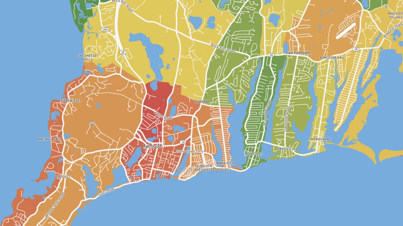 Teaticket, East Falmouth, MA Map of Vandalism Rates