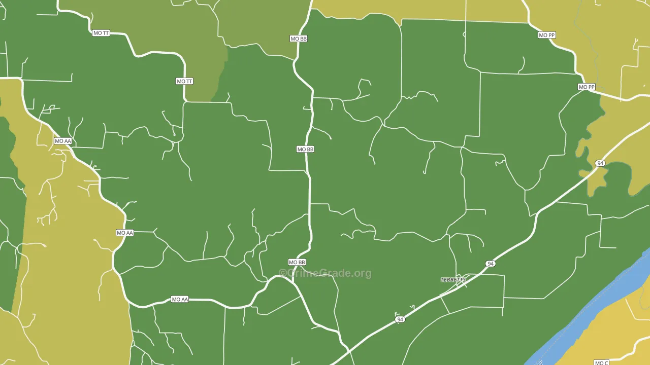 Tebbetts, MO Map of Vandalism Rates