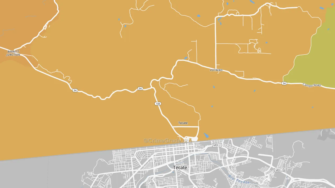 Tecate, CA Map of Vandalism Rates
