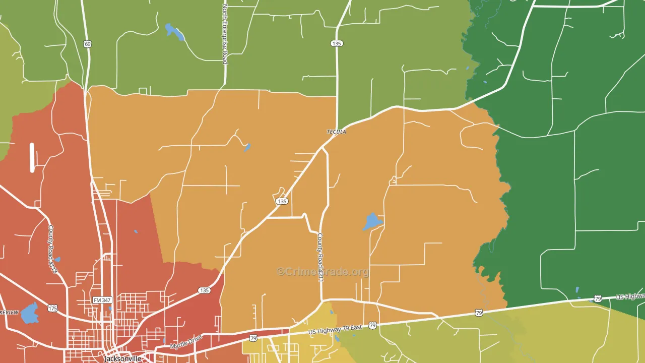 Tecula, TX Map of Vandalism Rates