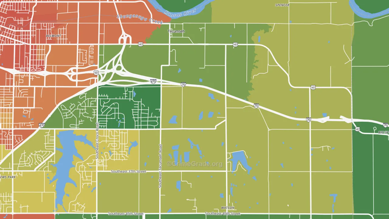 Tecumseh, KS Map of Vandalism Rates
