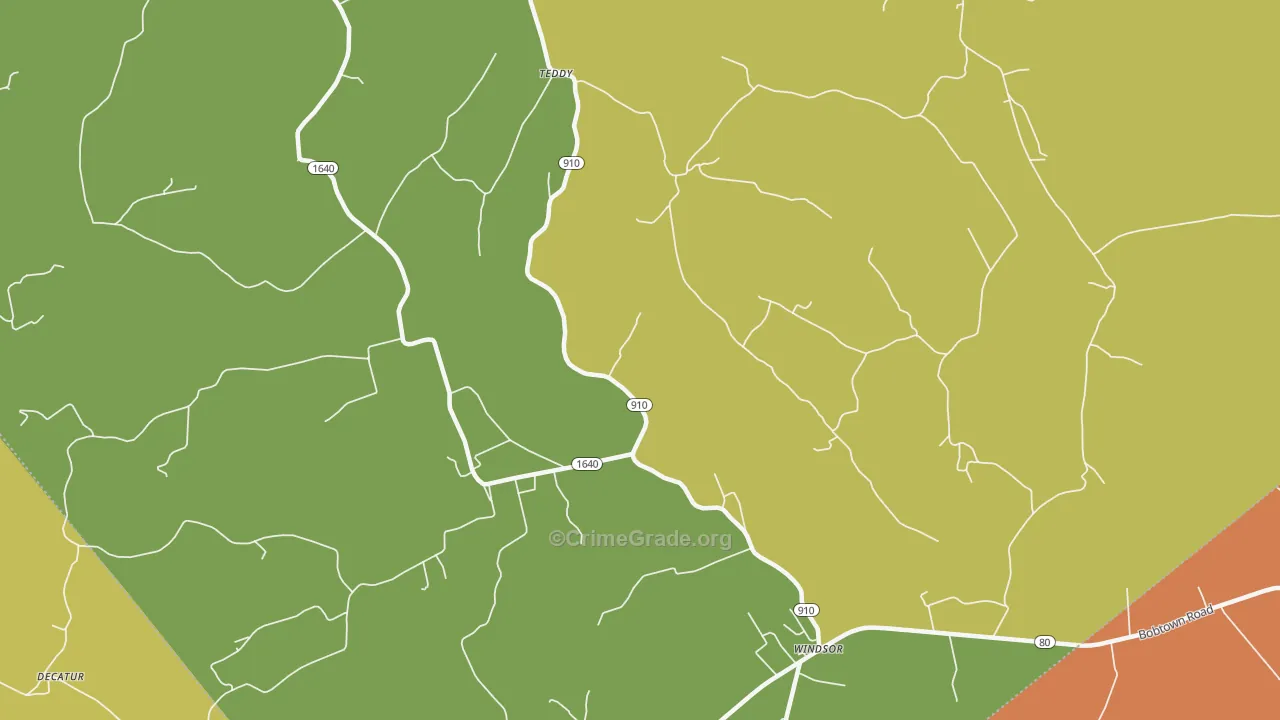 Teddy, KY Map of Vandalism Rates