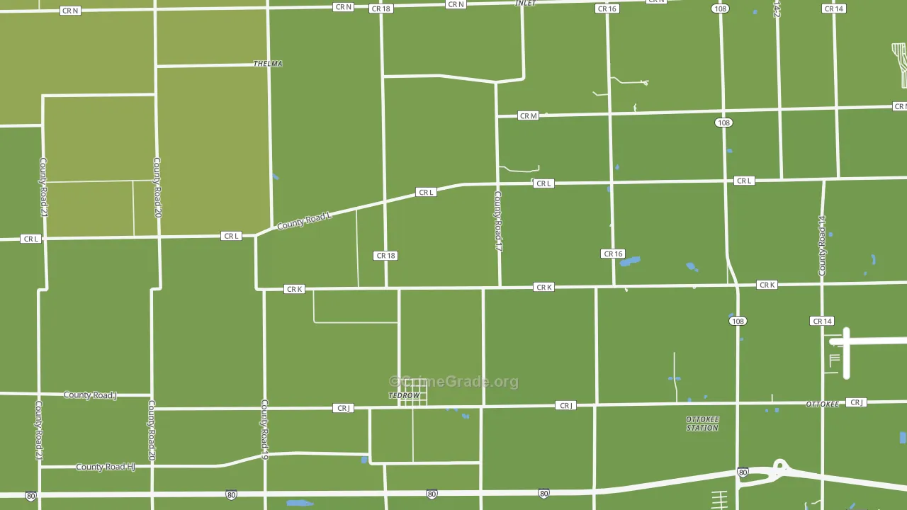 Tedrow, OH Map of Vandalism Rates