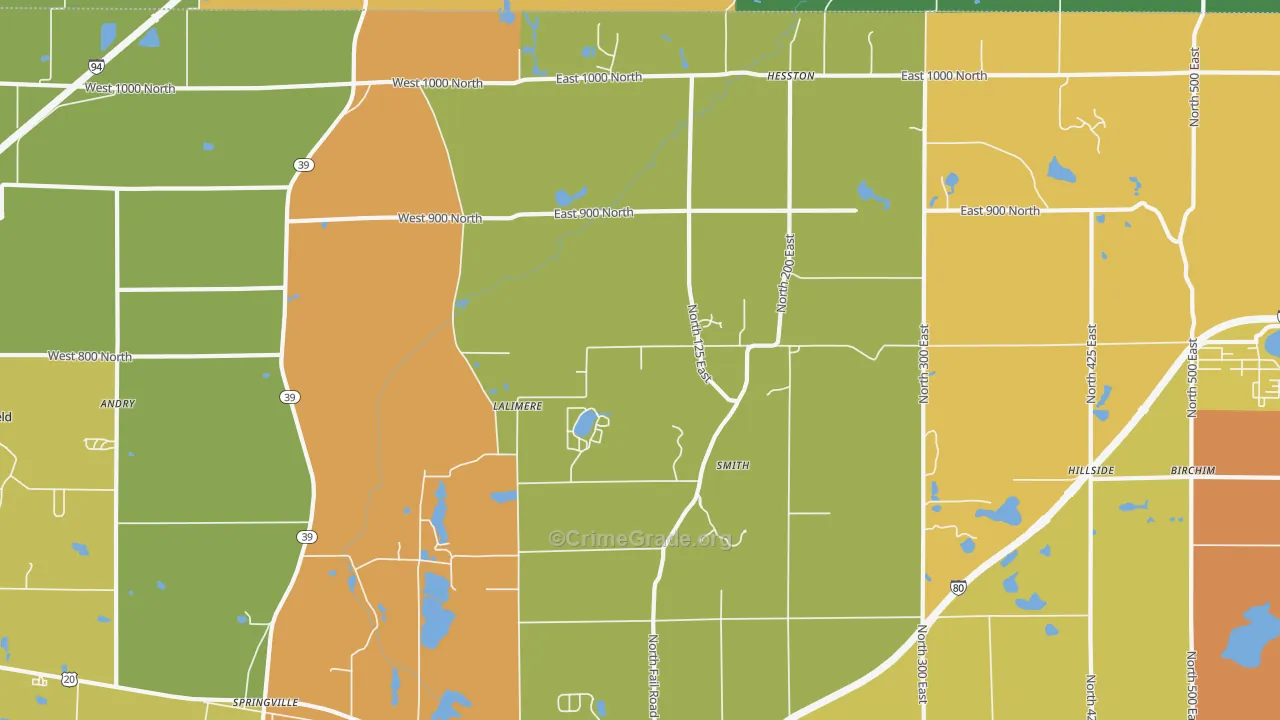 Tee Lake, IN Map of Vandalism Rates