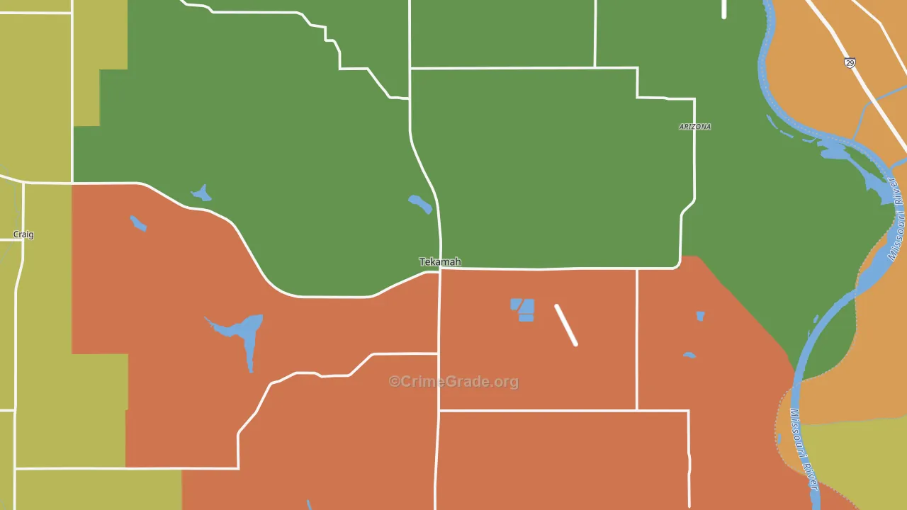 Tekamah, NE Map of Vandalism Rates