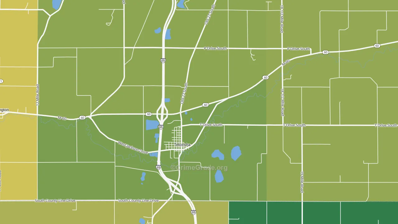 Tekonsha, MI Map of Vandalism Rates