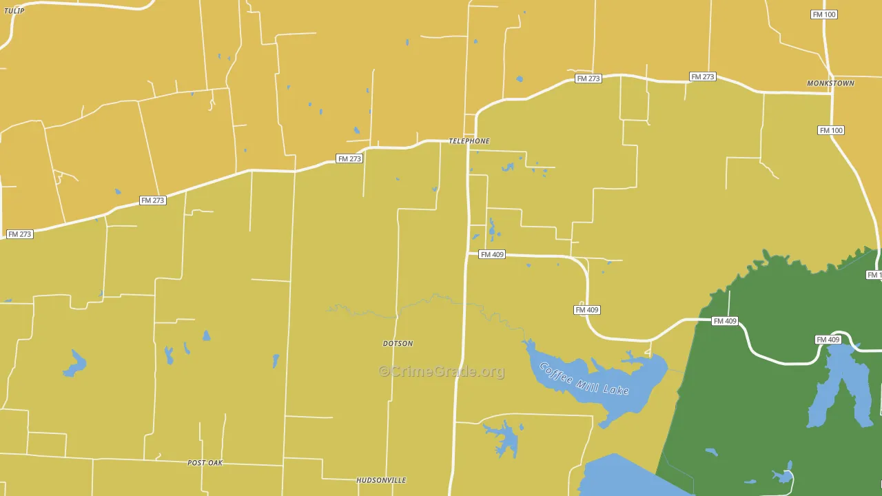 Telephone, TX Map of Vandalism Rates