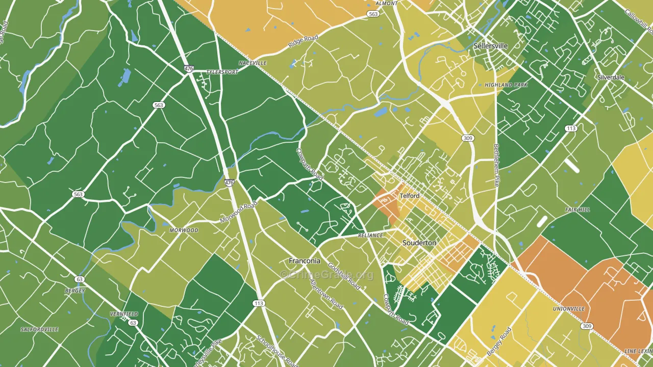 Telford, PA Map of Vandalism Rates