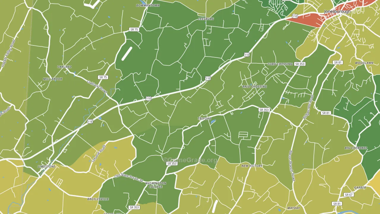 Telford, TN Map of Vandalism Rates
