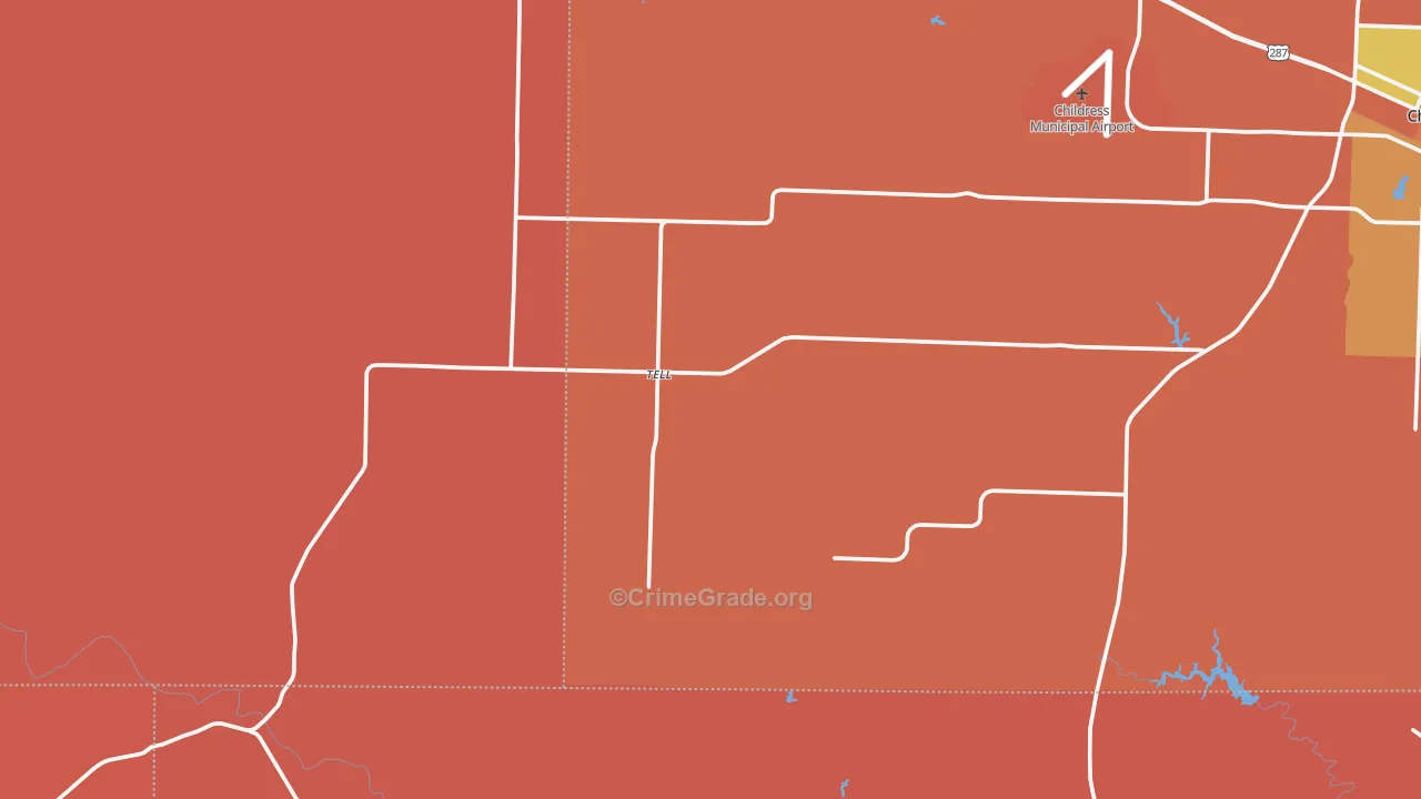 Tell, TX Map of Vandalism Rates