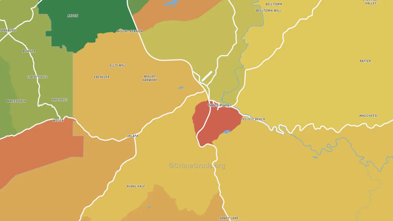 Tellico Plains, TN Map of Vandalism Rates
