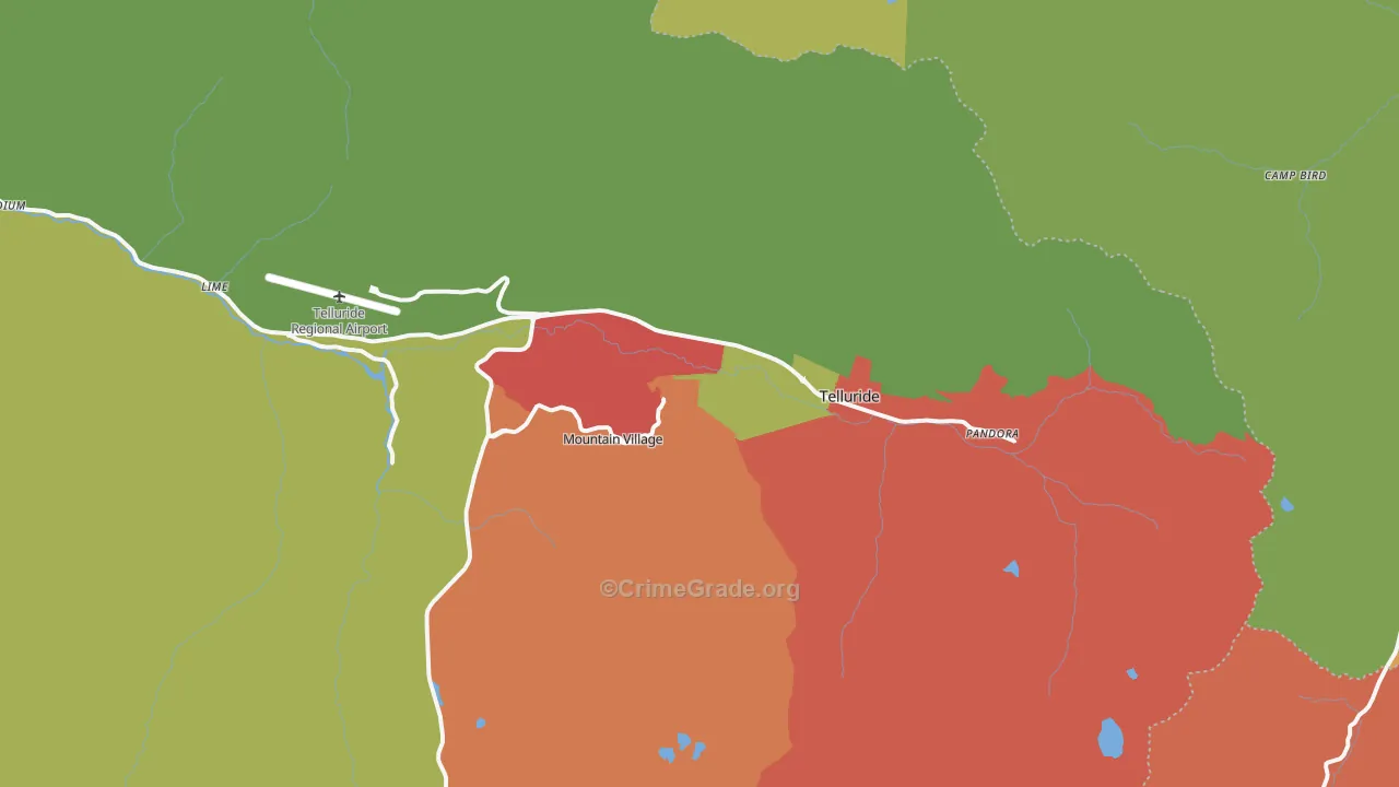 Telluride, CO Map of Vandalism Rates
