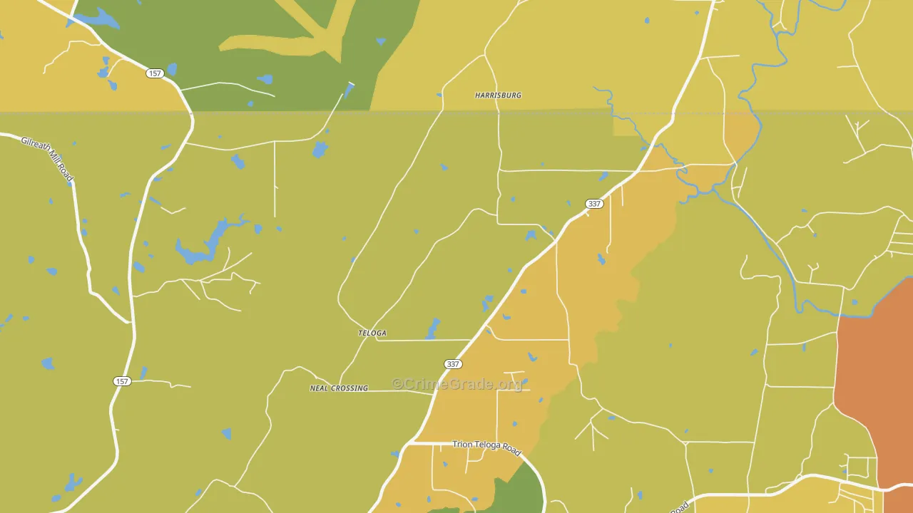 Teloga, GA Map of Vandalism Rates