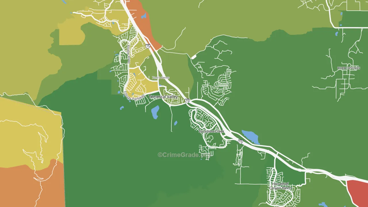 Temescal Valley, CA Map of Vandalism Rates