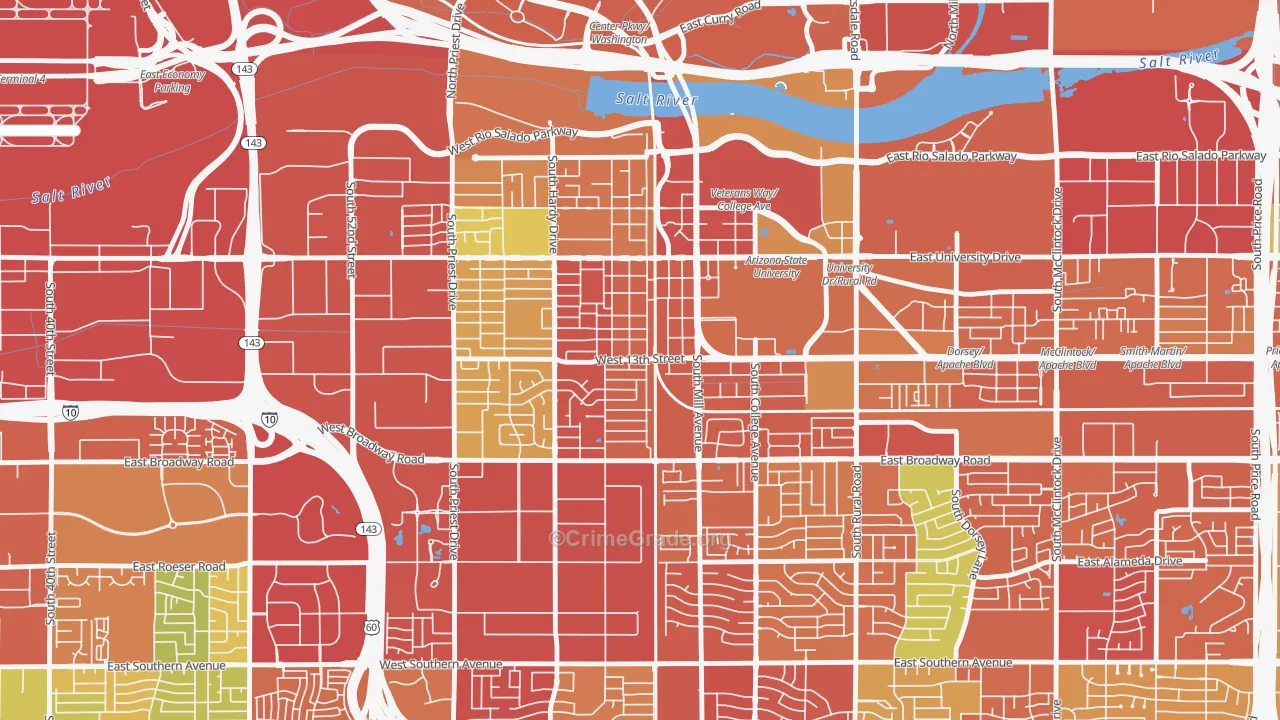 Tempe Junction, Tempe, AZ Map of Vandalism Rates