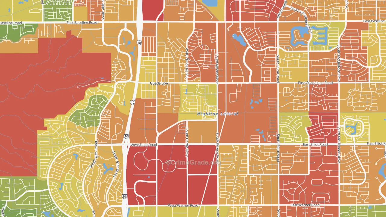 Tempe Royal Estates, Tempe, AZ Map of Vandalism Rates