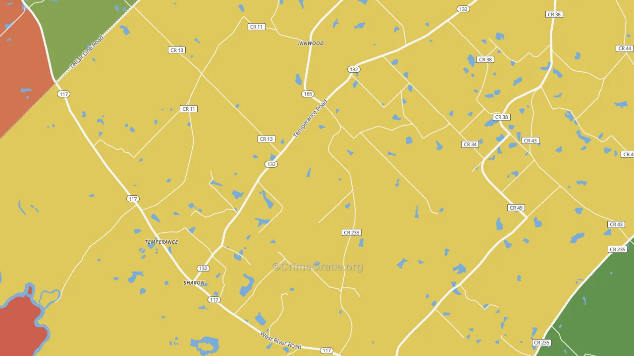 Temperance, GA Map of Vandalism Rates