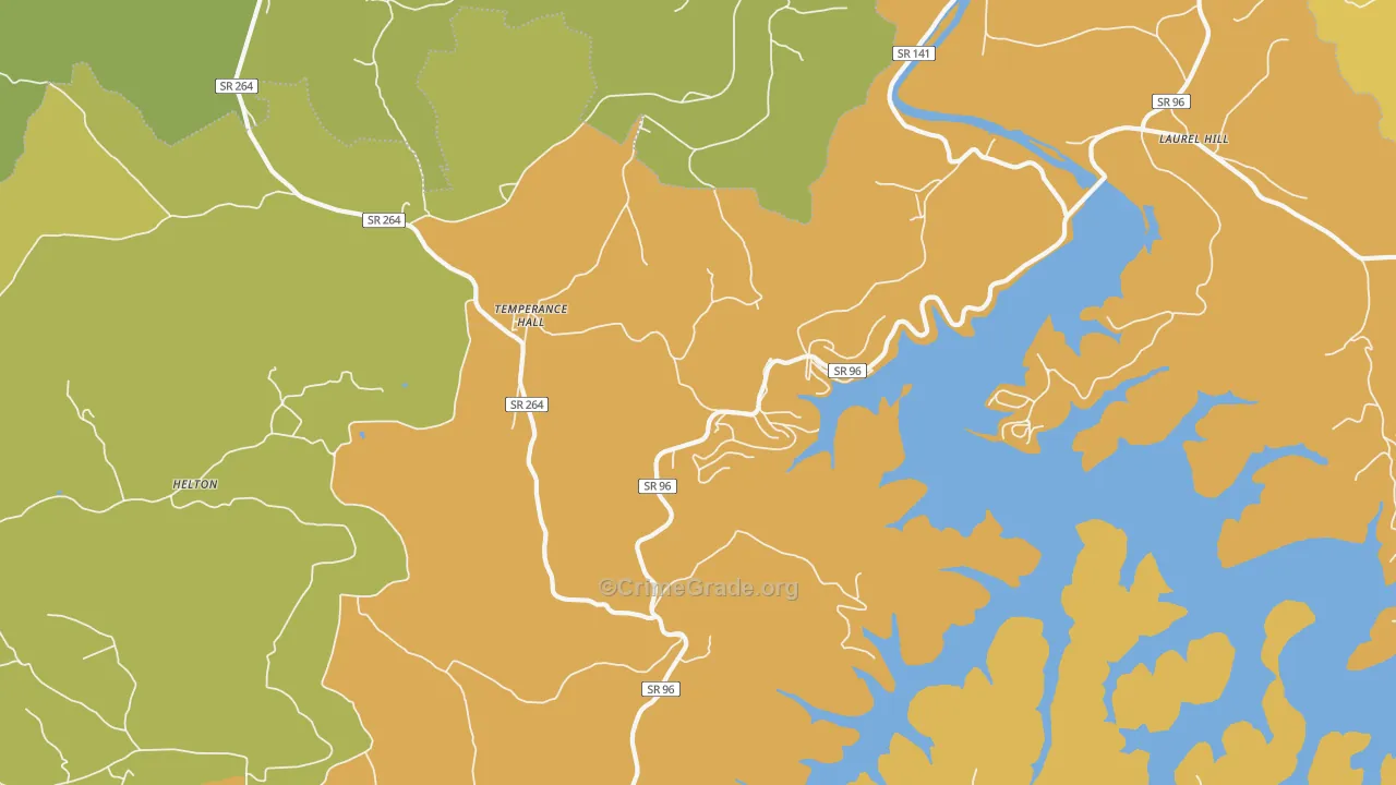 Temperance Hall, TN Map of Vandalism Rates