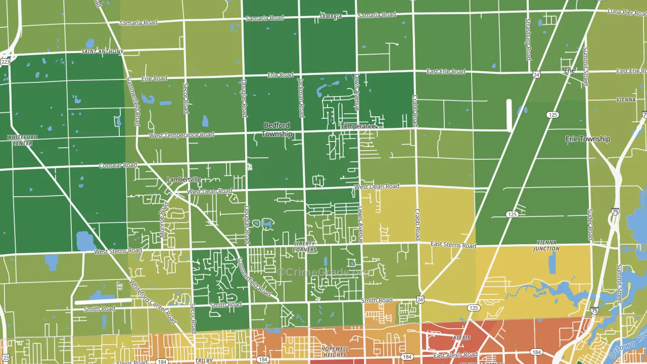 Temperance, MI Map of Vandalism Rates
