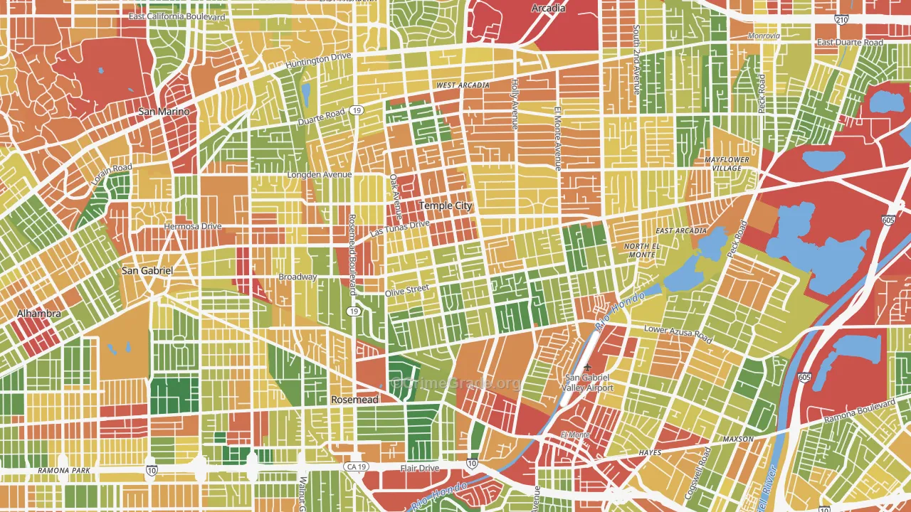 Temple City, CA Map of Vandalism Rates