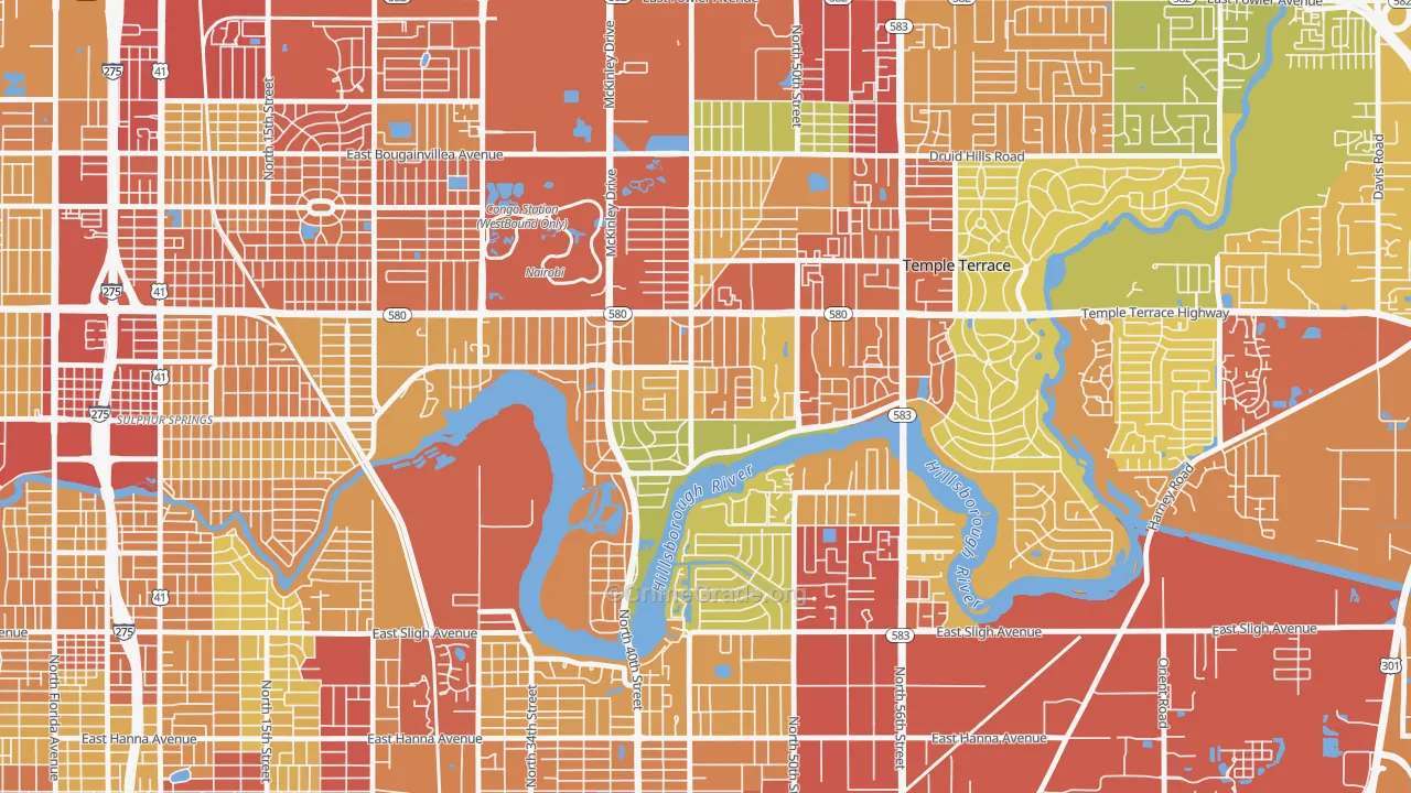 Temple Crest, Tampa, FL Map of Vandalism Rates
