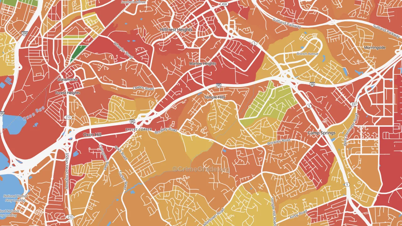 Temple Hills, MD Map of Vandalism Rates