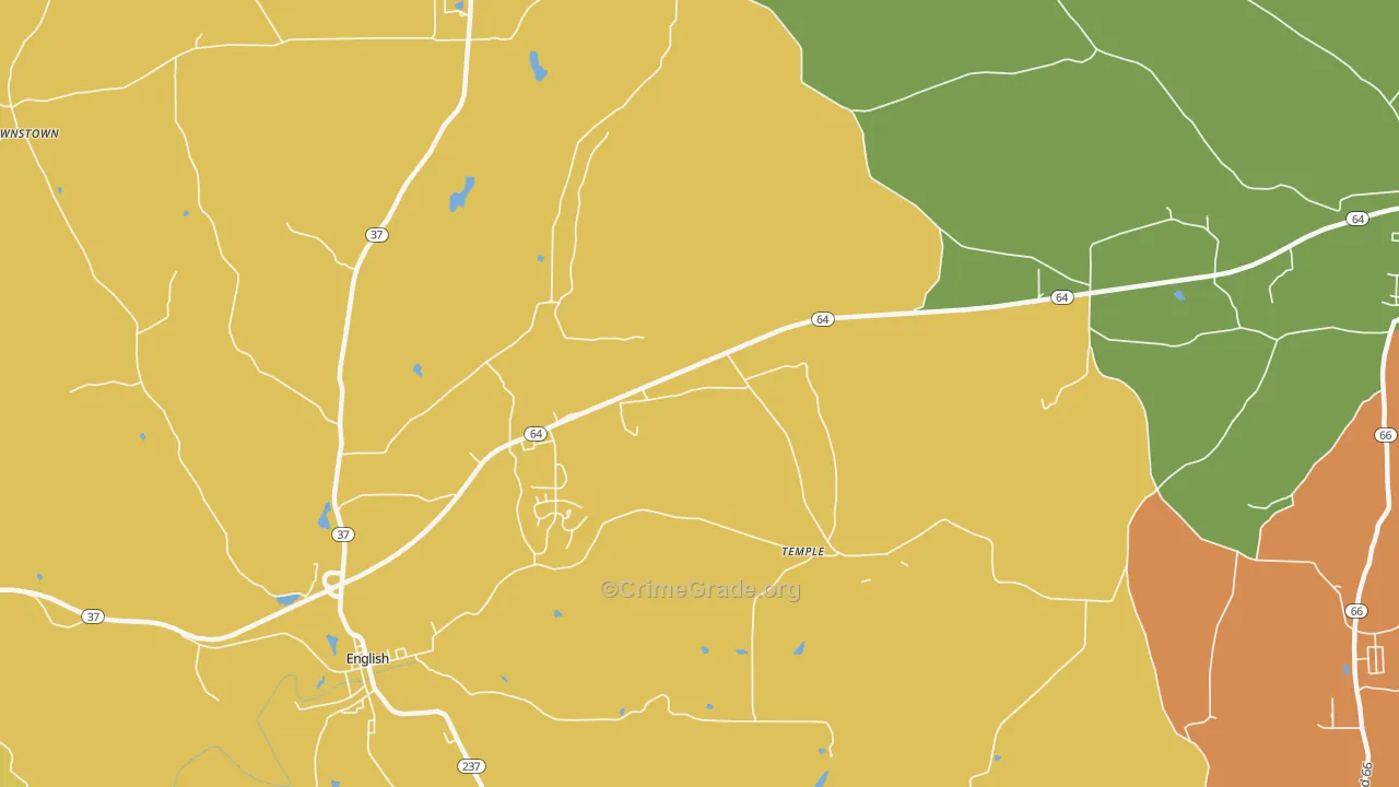 Temple, IN Map of Vandalism Rates