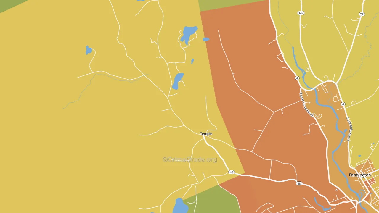 Temple, ME Map of Vandalism Rates
