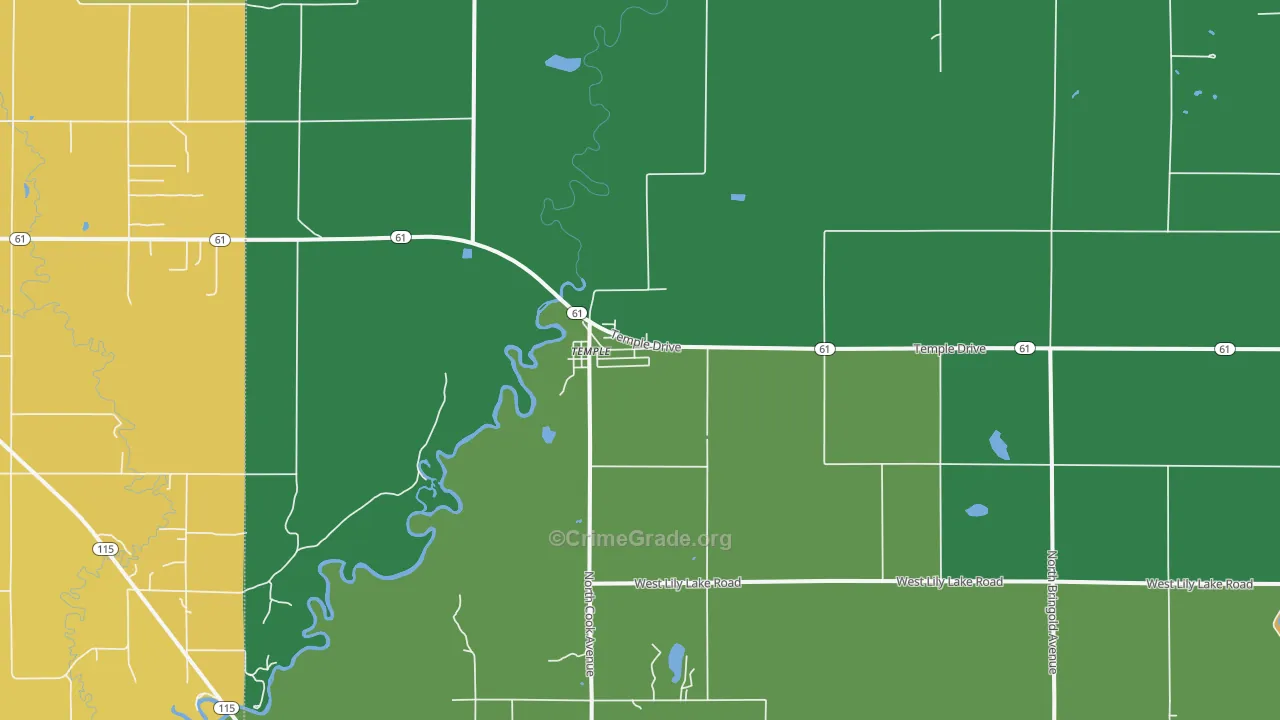 Temple, MI Map of Vandalism Rates