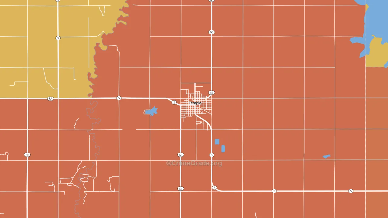 Temple, OK Map of Vandalism Rates