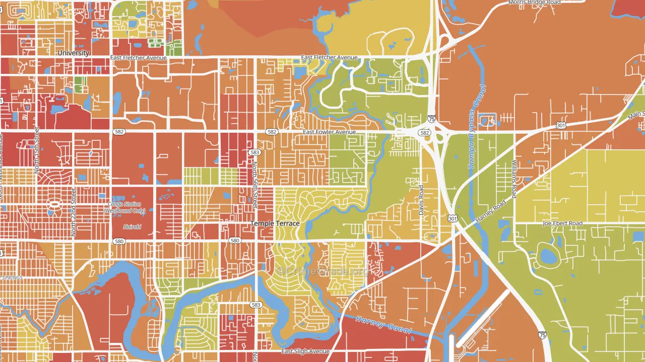 Temple Terrace, FL Map of Vandalism Rates