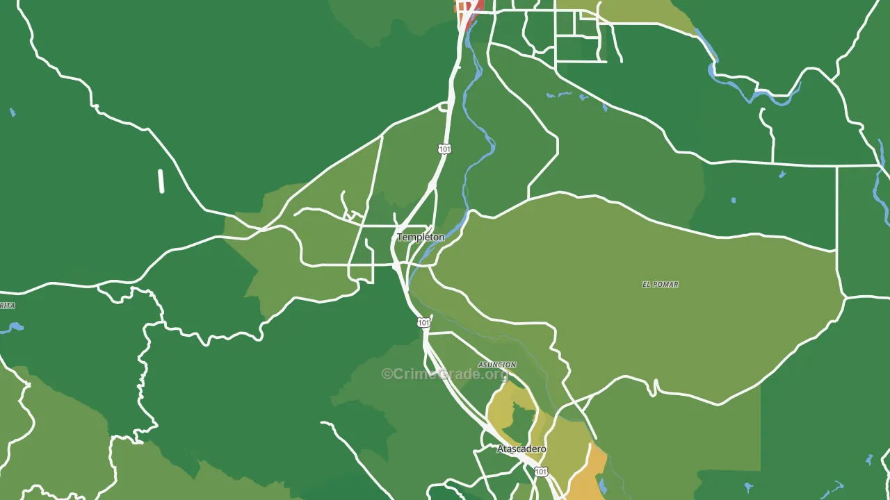 Templeton, CA Map of Vandalism Rates