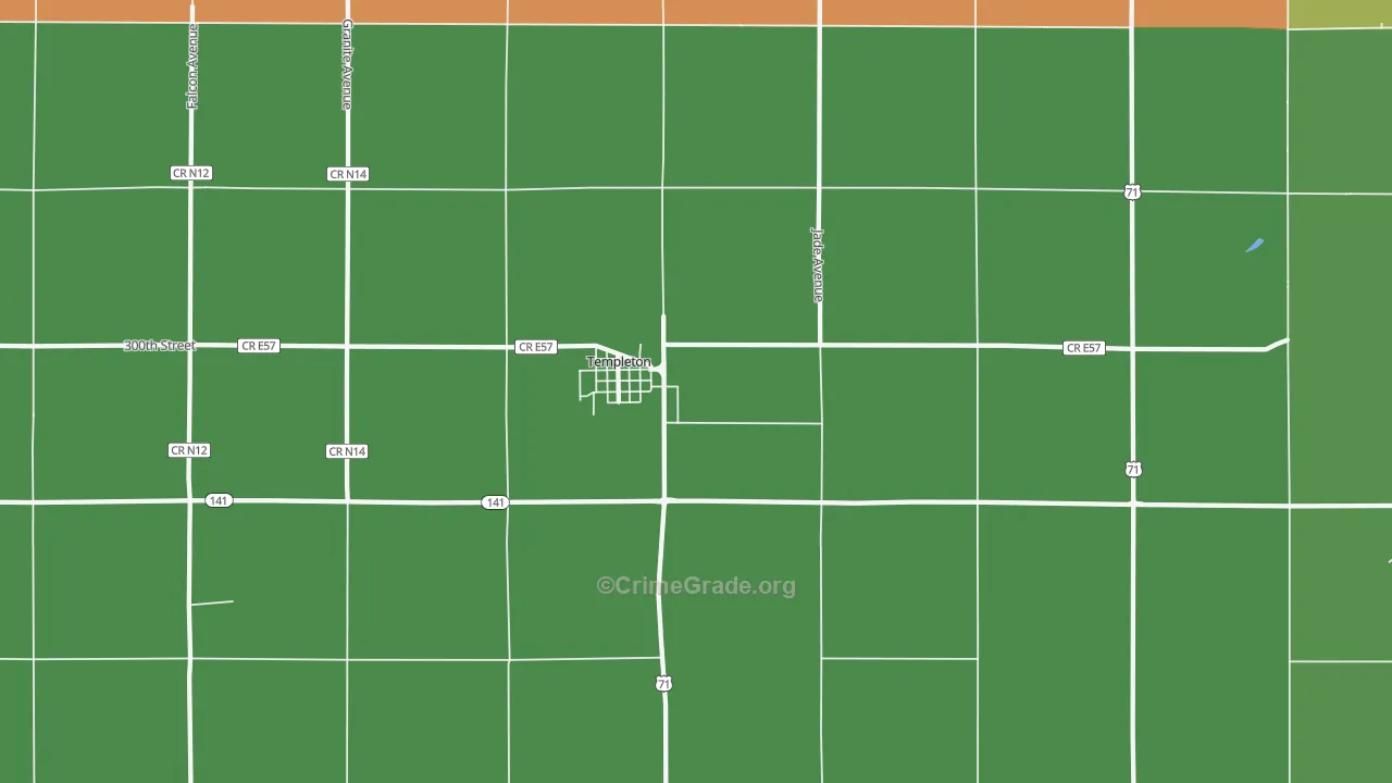 Templeton, IA Map of Vandalism Rates